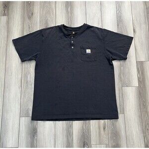 Carhartt Brown Short Sleeve Henley Tee Mens Size Large K84 BLK 100% Cotton